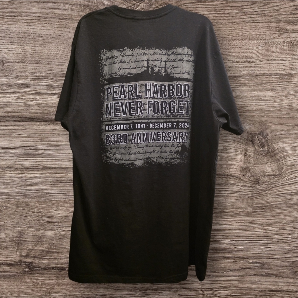 Pearl Harbor Never Forget 83rd Anniversary 2024 Memorial Tee Men’s XL Black
